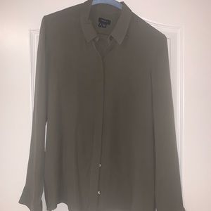 Theory olives green button down